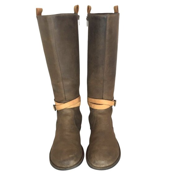 MERRELL Womens Brown Leather Knee High Riding Boots 9/40 Waterproof Side Zip - Picture 2 of 13